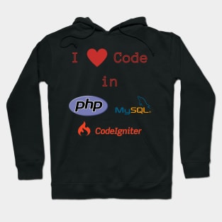 (back-and-front-print) I love Code in PHP, MySQL & CodeIgniter Hoodie